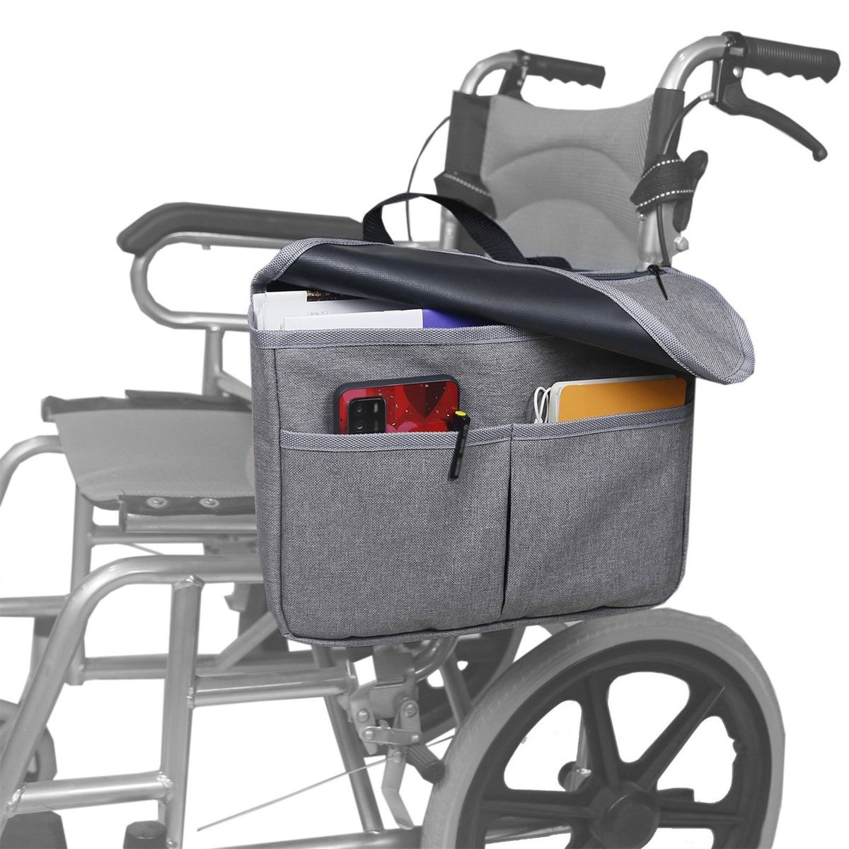 Travel Tote For Carrying Accessories On Wheelchair Rolling