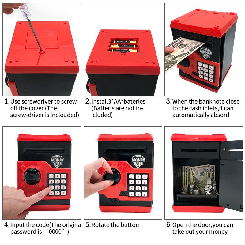 Electronic Piggy Bank Safe Box Money Boxes For Children Digital Coins Cash Saving Safe Deposit Mini ATM Machine Kid Gift ATM-ZH