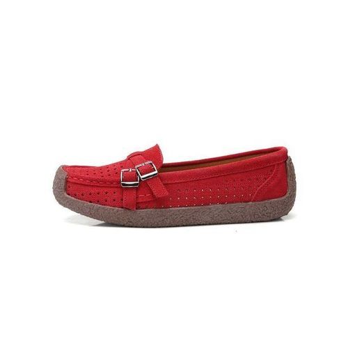 EUR Size 35-41 High Quality Flats Women Suede Leather Flats Shoes Handmade Comfort Loafers Red