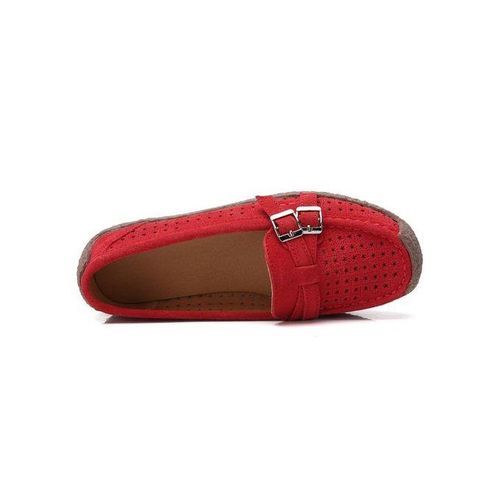 EUR Size 35-41 High Quality Flats Women Suede Leather Flats Shoes Handmade Comfort Loafers Red