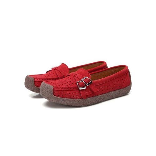 EUR Size 35-41 High Quality Flats Women Suede Leather Flats Shoes Handmade Comfort Loafers Red