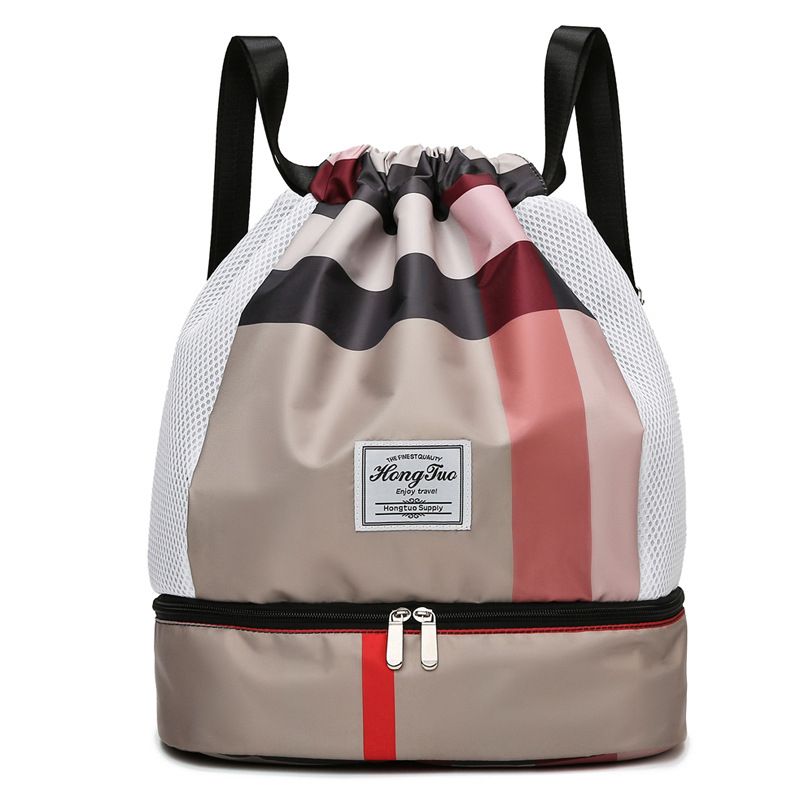 Drawstring Backpack Bag Beach Pack With Shoe Compartment