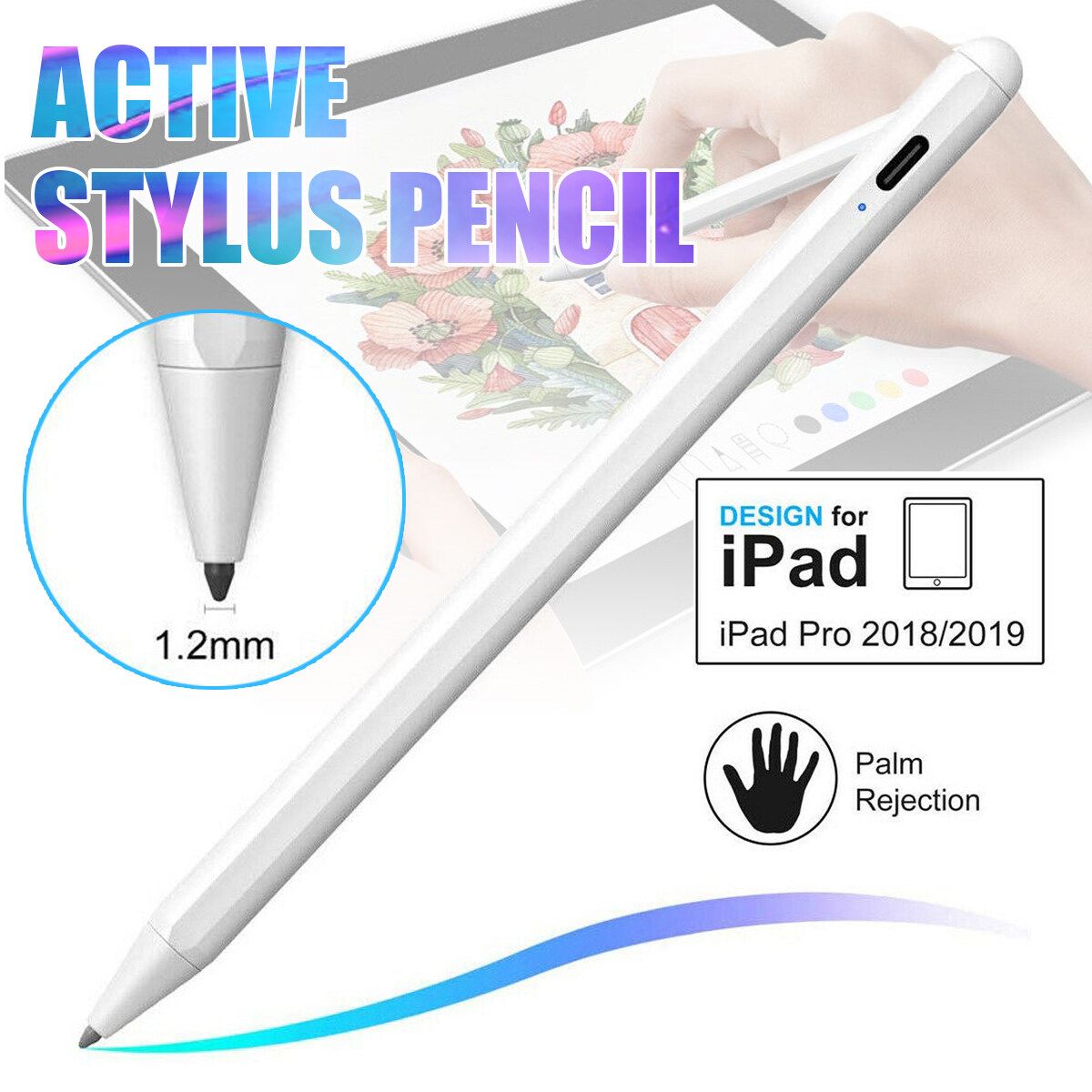 Table Active Stylus Pencil Touch Screen Pen For 2018 IPad(6th Gen)/iPad Pro 11/12.9 Inch/Air(3rd Gen) Chili Red