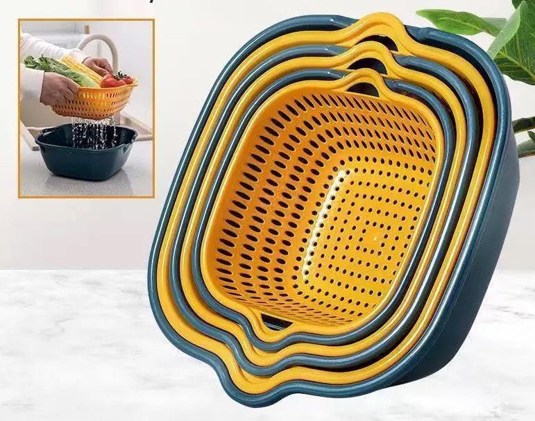 8pcs Kitchen Plastic Bowls Set,Drain Baskets