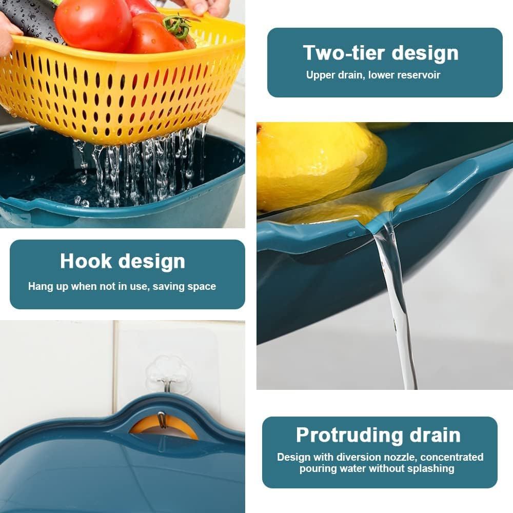 8pcs Kitchen Plastic Bowls Set,Drain Baskets