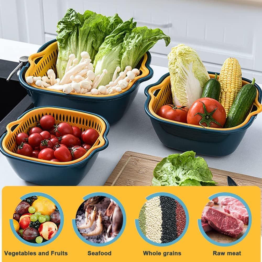 8pcs Kitchen Plastic Bowls Set,Drain Baskets