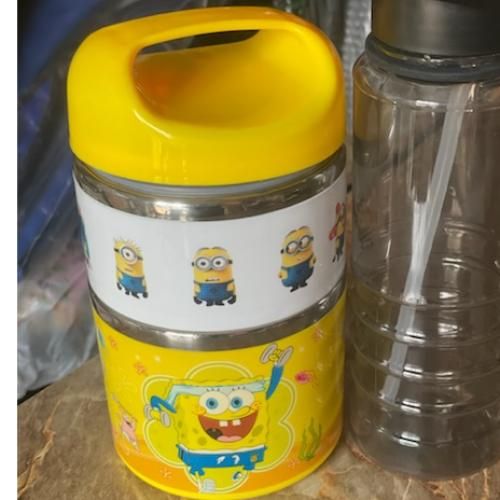 2 Layers Character Food Flask With Free Bottle