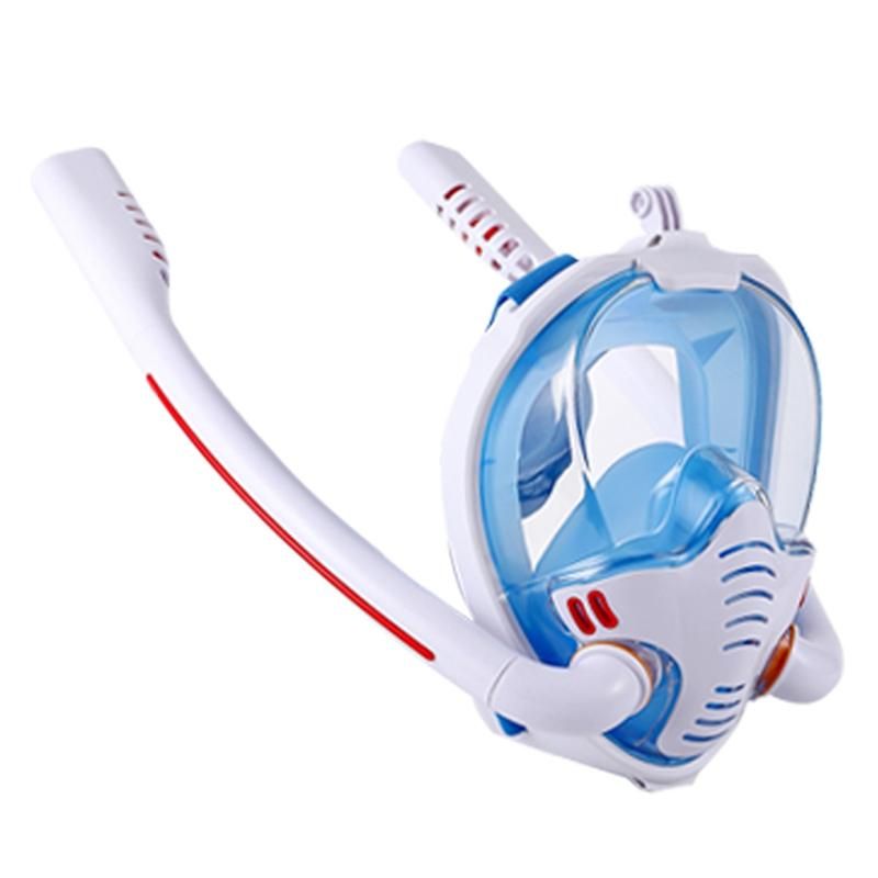 Snorkeling Mask Double Tube Silicone Diving Mask Adult Swimming Mask Diving Goggles Underwater Breathing Mask-C