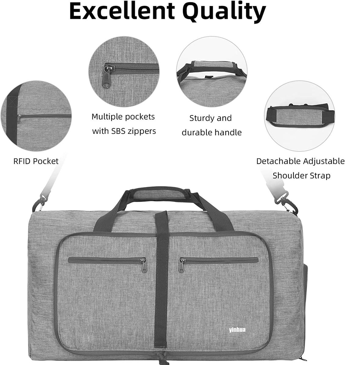 Yinhua 65L Duffle Bag Large Travel Duffel Bags With Shoes