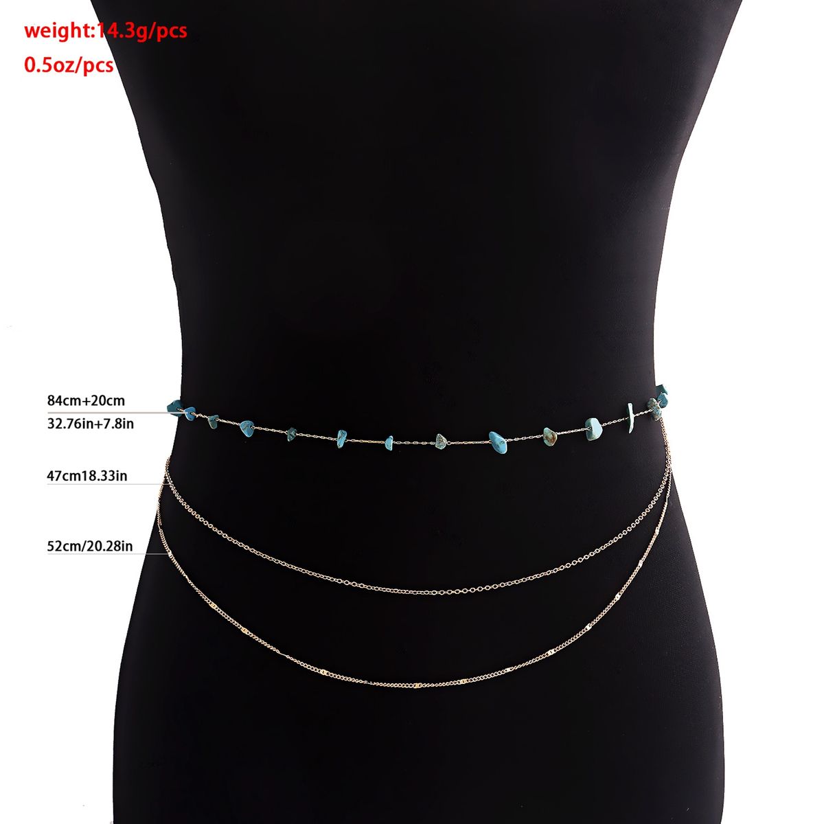 Belly Belt Chain Wear-resistant Three Circles White