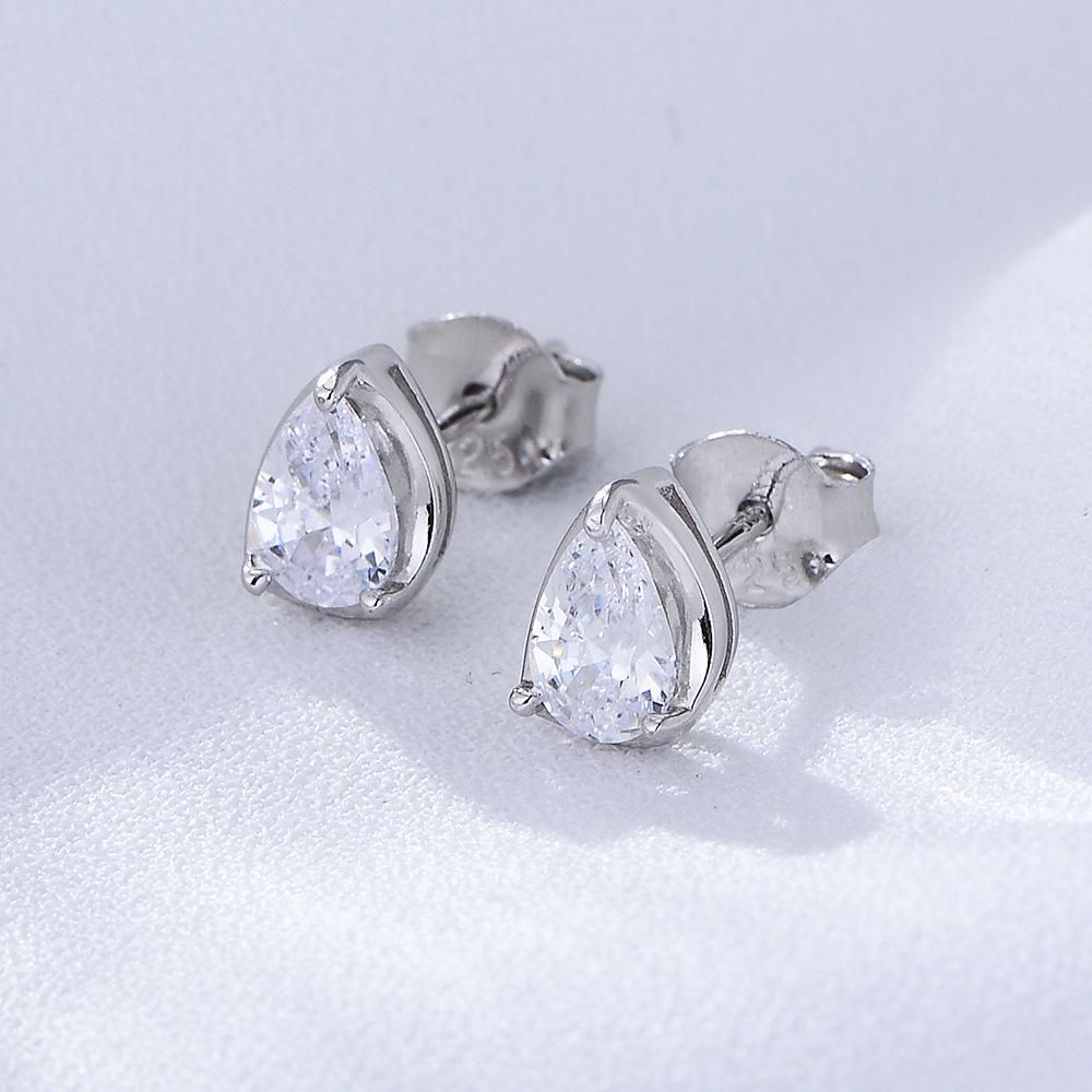 New Water Drop Zircon Earrings 925 Sterling Silver Light Luxury Premium Earrings