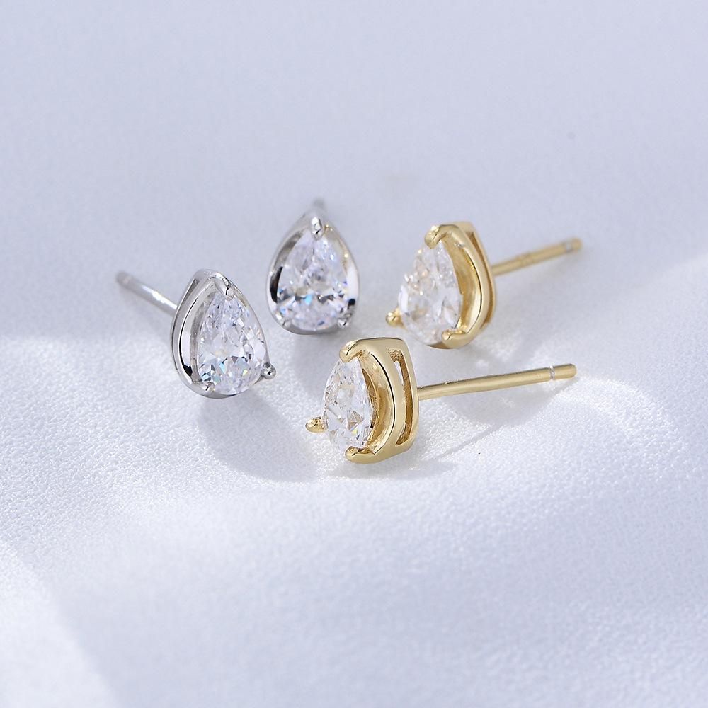 New Water Drop Zircon Earrings 925 Sterling Silver Light Luxury Premium Earrings