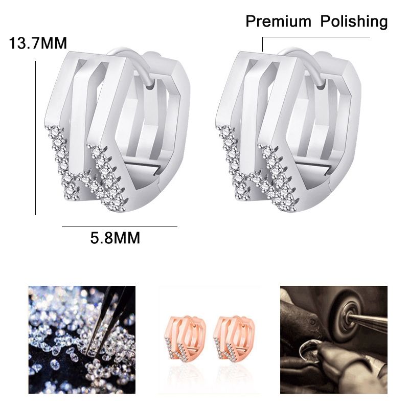 2 Pairs K22 Women Geometric Cutout Diamond Ear Buckles