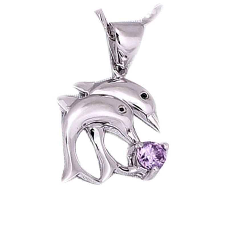 Elegant Women's Double Dolphins Jump Rhinestone Inlaid-White