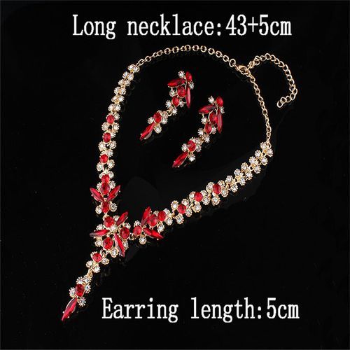 Bridal Jewelry Set Gold Drop Cystal Necklace Flower Type