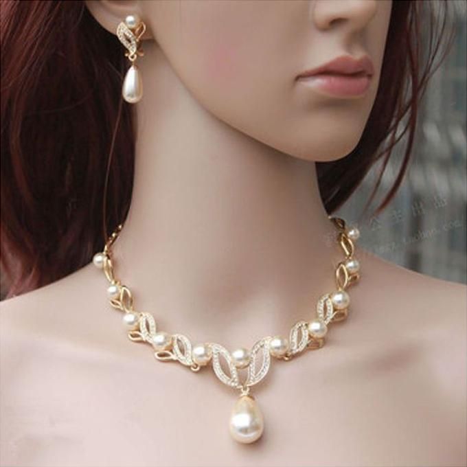 1Set Pearl Necklace Earrings Bridal Jewelry Sets Lady Jewelry