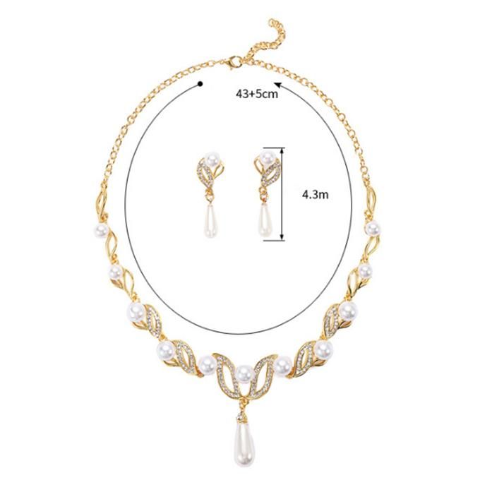 1Set Pearl Necklace Earrings Bridal Jewelry Sets Lady Jewelry