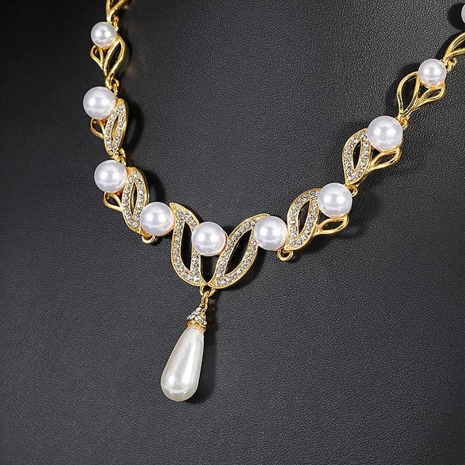 1Set Pearl Necklace Earrings Bridal Jewelry Sets Lady Jewelry