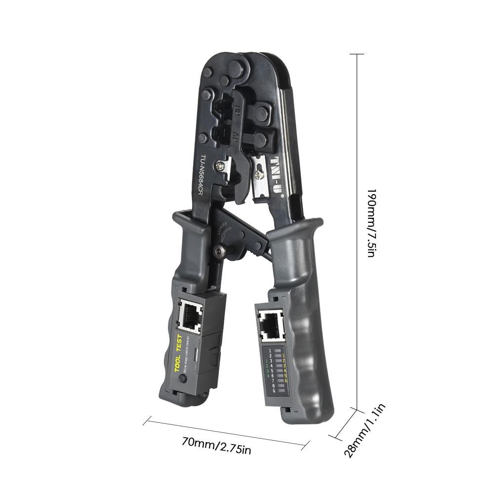 TNI-U TU-N5684CR 2 in 1 Wire Crimping and Testing Pliers RJ11 RJ12 RJ45 Cable Crimper Wire Stripper Cutter Wire Tester