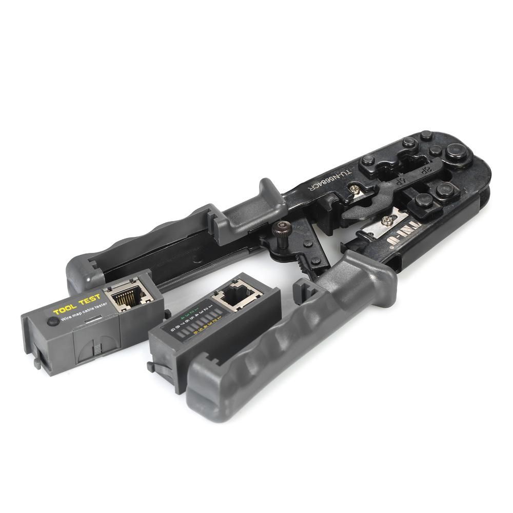 TNI-U TU-N5684CR 2 in 1 Wire Crimping and Testing Pliers RJ11 RJ12 RJ45 Cable Crimper Wire Stripper Cutter Wire Tester
