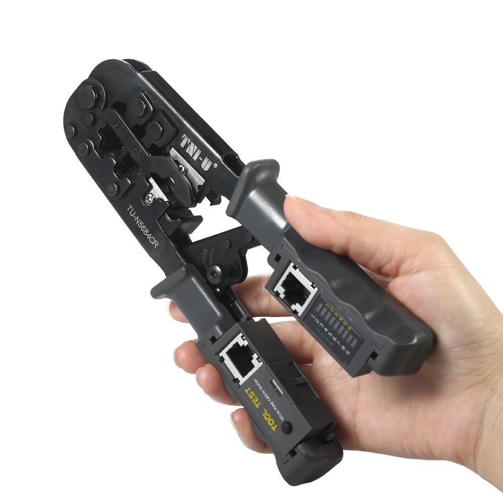 TNI-U TU-N5684CR 2 in 1 Wire Crimping and Testing Pliers RJ11 RJ12 RJ45 Cable Crimper Wire Stripper Cutter Wire Tester