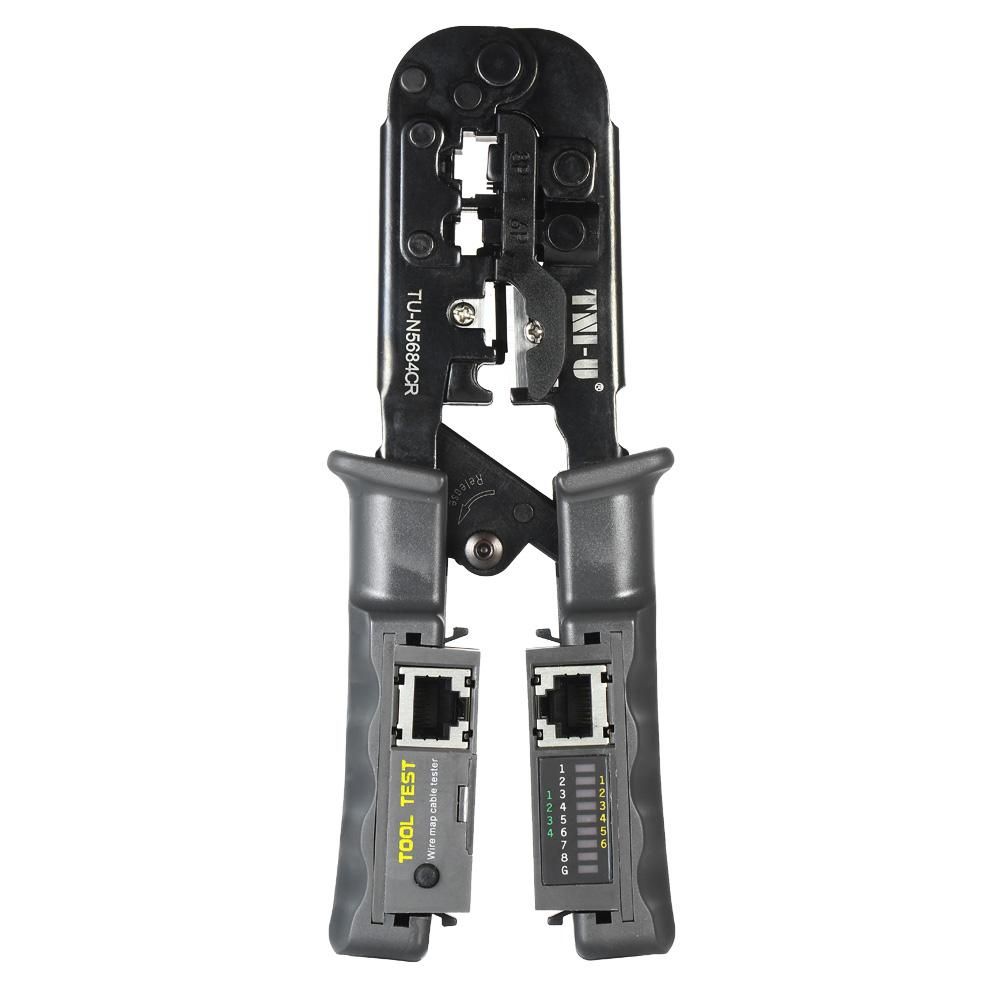 TNI-U TU-N5684CR 2 in 1 Wire Crimping and Testing Pliers RJ11 RJ12 RJ45 Cable Crimper Wire Stripper Cutter Wire Tester