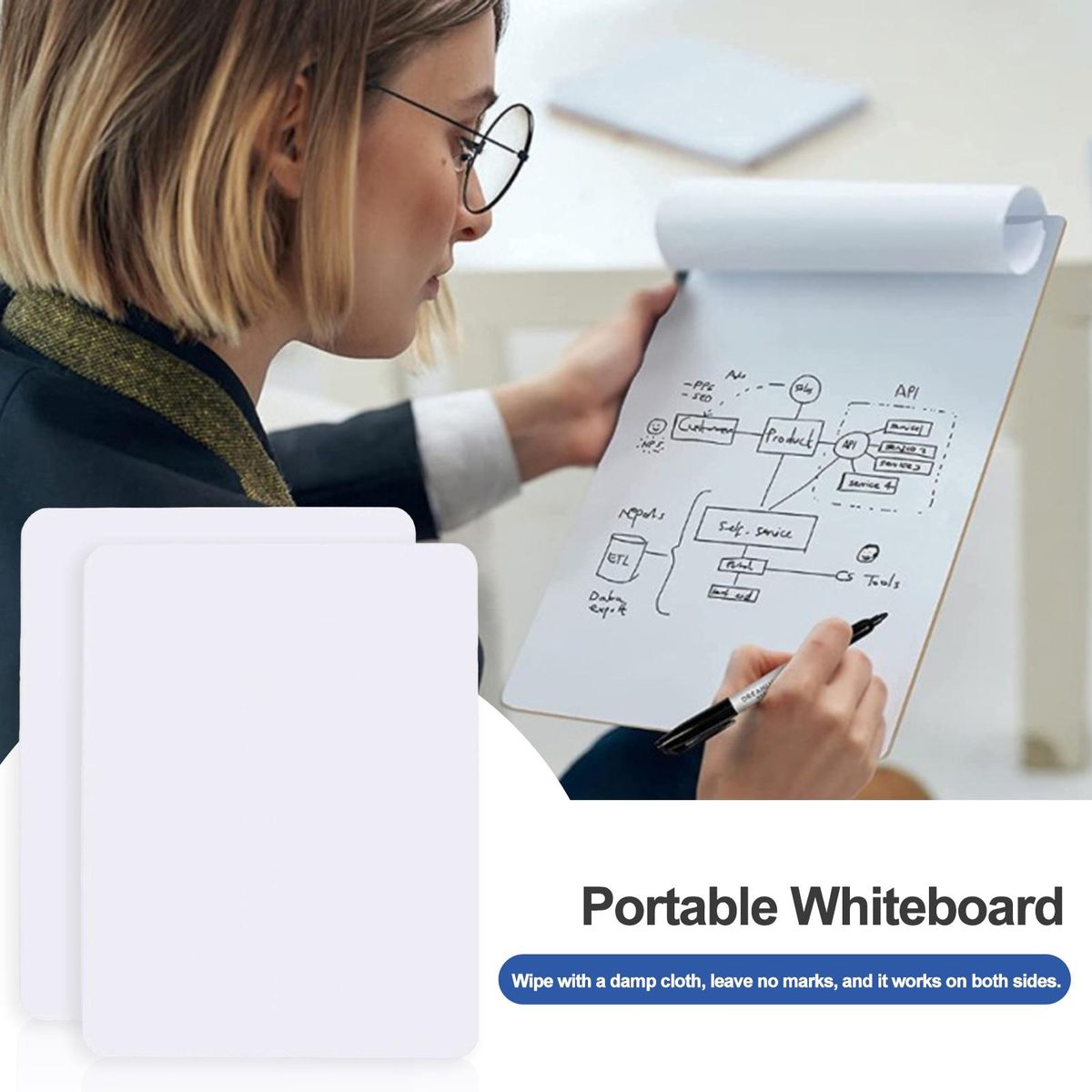Versatile Whiteboard Versaboard Portable Reversible Mini for Messages White