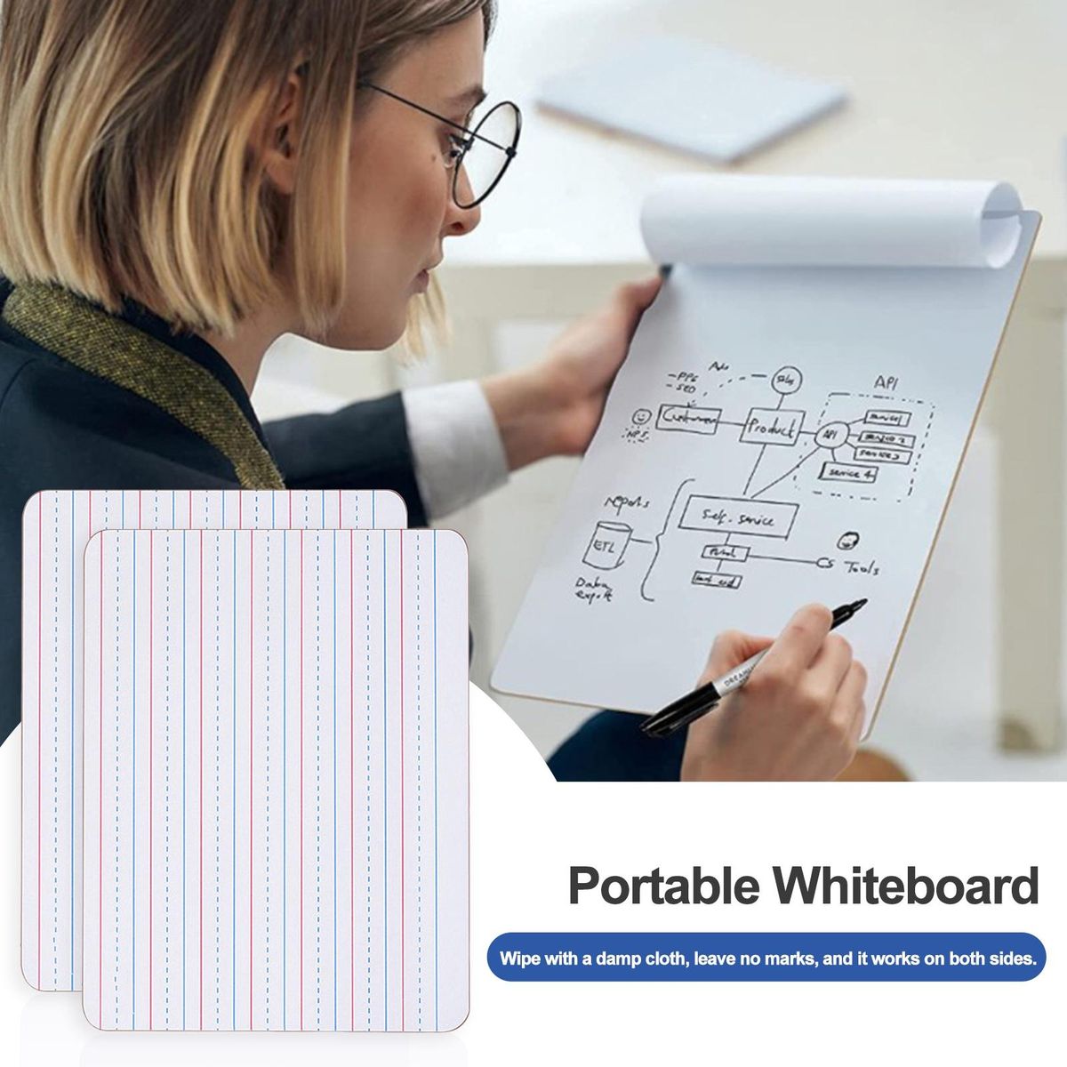 Versatile Whiteboard Versaboard Portable Reversible Mini for Messages White