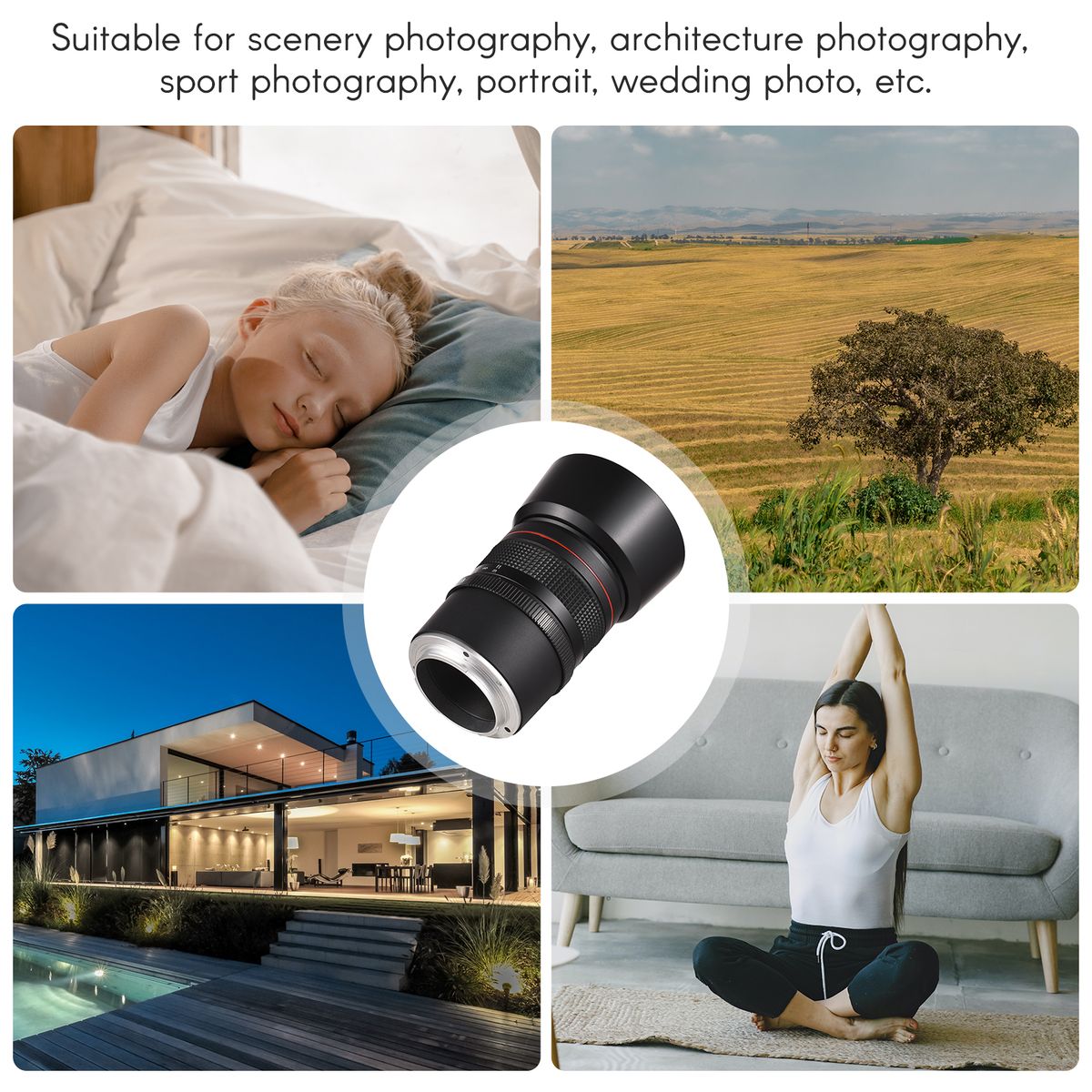 Andoer 85mm F1.8 Medium Telephoto Camera Lens Large