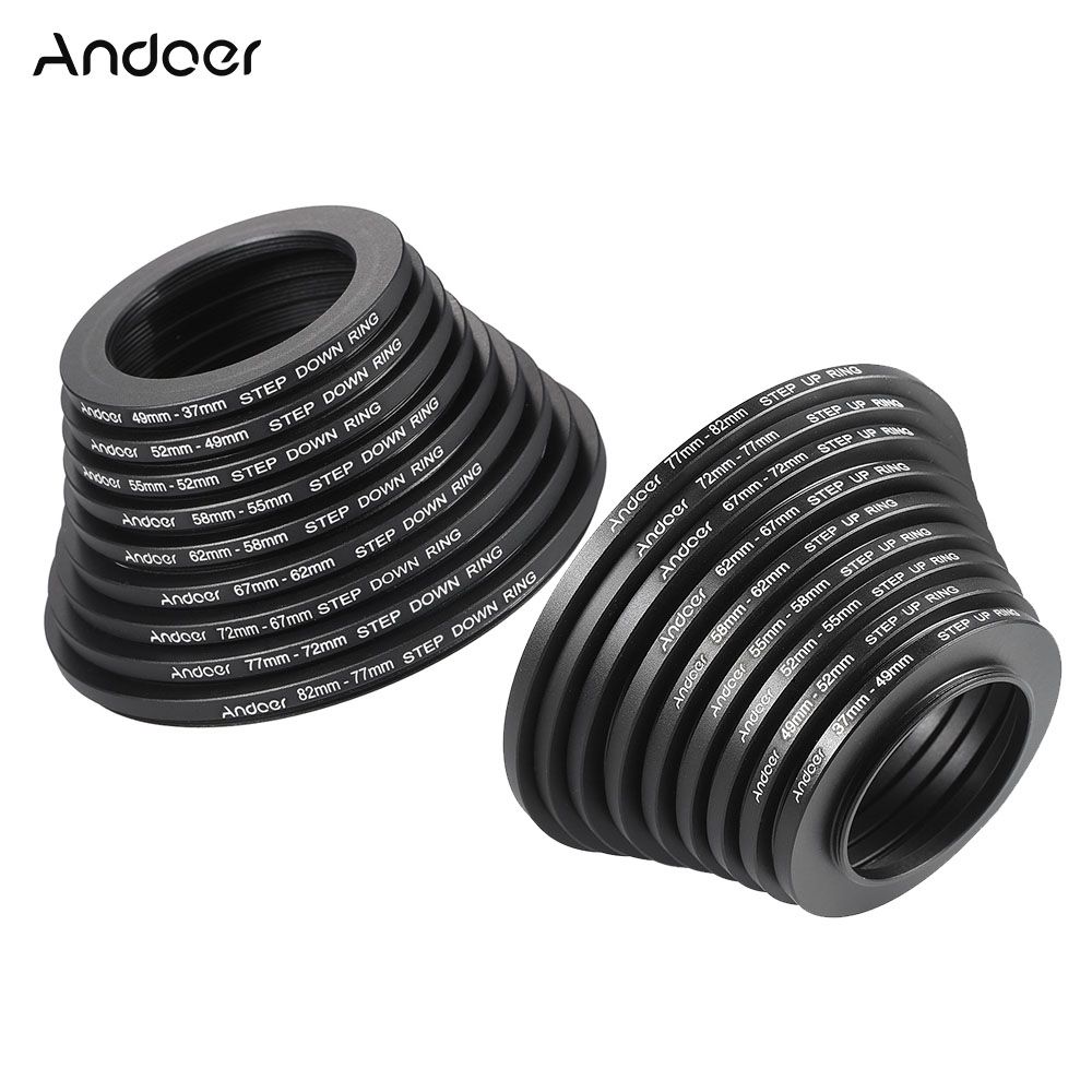 18pcs 37-49-52-55-58-62-67-72-77-82mm Step Up / Step