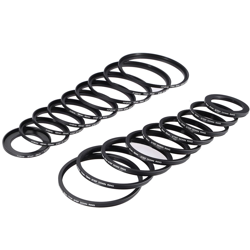 18pcs 37-49-52-55-58-62-67-72-77-82mm Step Up / Step