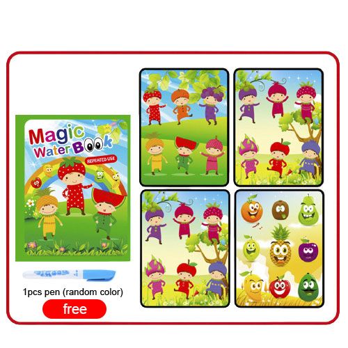 Montessori Toys Magic Water Drawing Book Reusable Coloring Book  Sensory Early Education Toys For Kids Birthday Gift Diy Doodle G--fruit