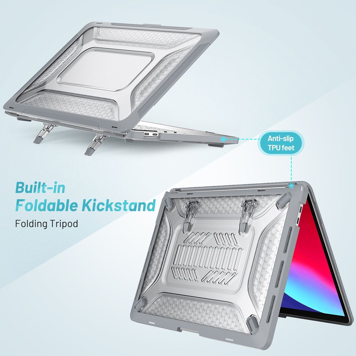 PC + TPU Honeycomb Laptop Protective Case For Book Pro 13.3 Inch A2338 / A2289 / A2251 (2020)(Star Gray)