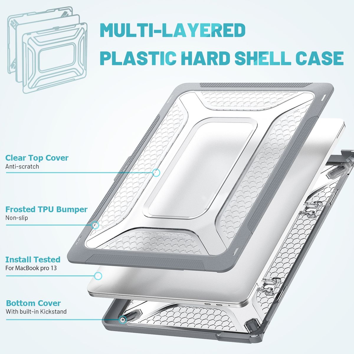 PC + TPU Honeycomb Laptop Protective Case For Book Pro 13.3 Inch A2338 / A2289 / A2251 (2020)(Star Gray)