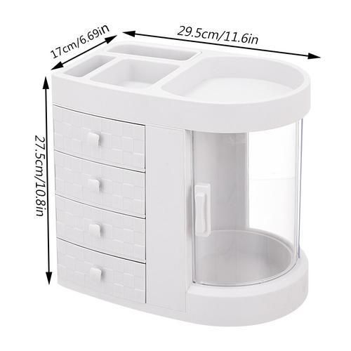 Dressing Table 4 Drawer Makeup Holder Storage Box Transparent Rotation Window Lipstick Organizer For Cosmetic Brush Jewelry
