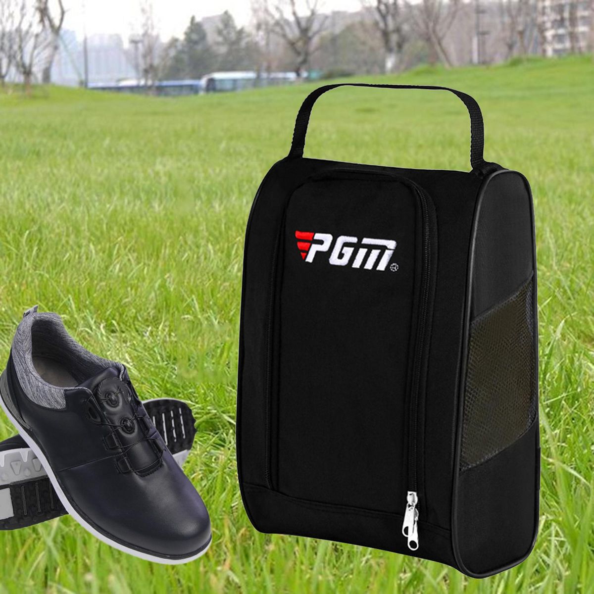 Golf Shoes Bag Pockets Football Boot Tote Sports Shoe Carrier Black
