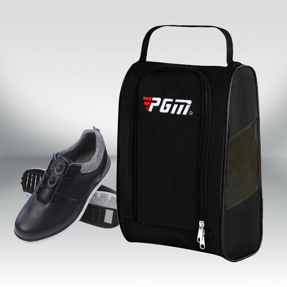 Golf Shoes Bag Pockets Football Boot Tote Sports Shoe Carrier Black