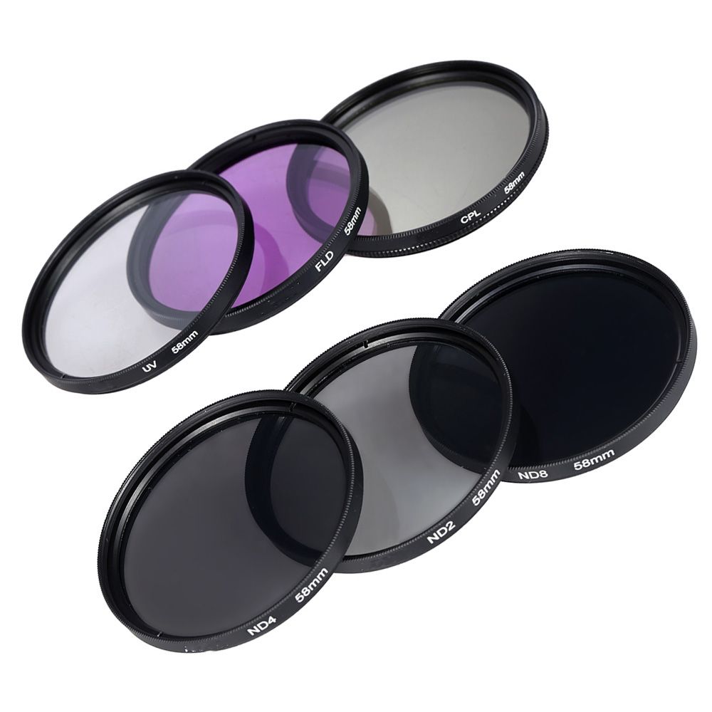 58mm Lens Filter Kit UV+CPL+FLD+ND(ND2 ND4 ND8) With Carry