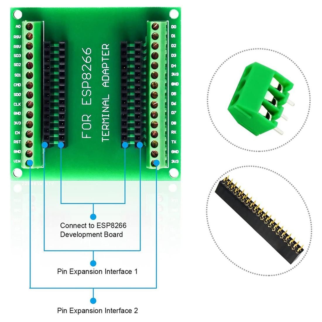 2PCS ESP8266 Breakout Board GPIO 1 Into 2 for ESP8266