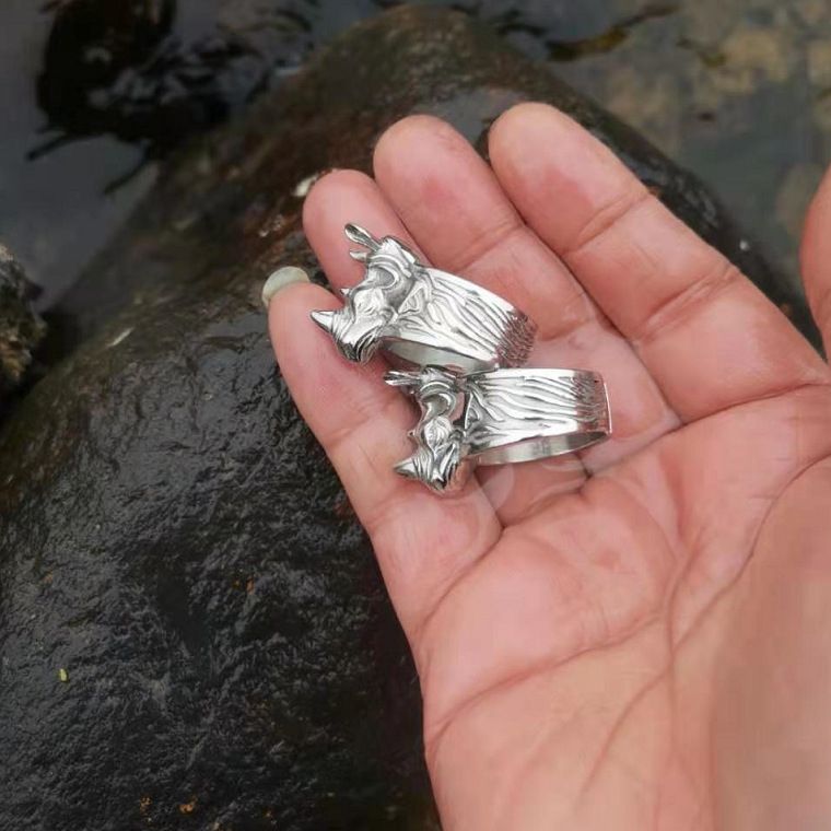 EDC Self Defense Titanium Steel Rhinoceros Ring Unisex