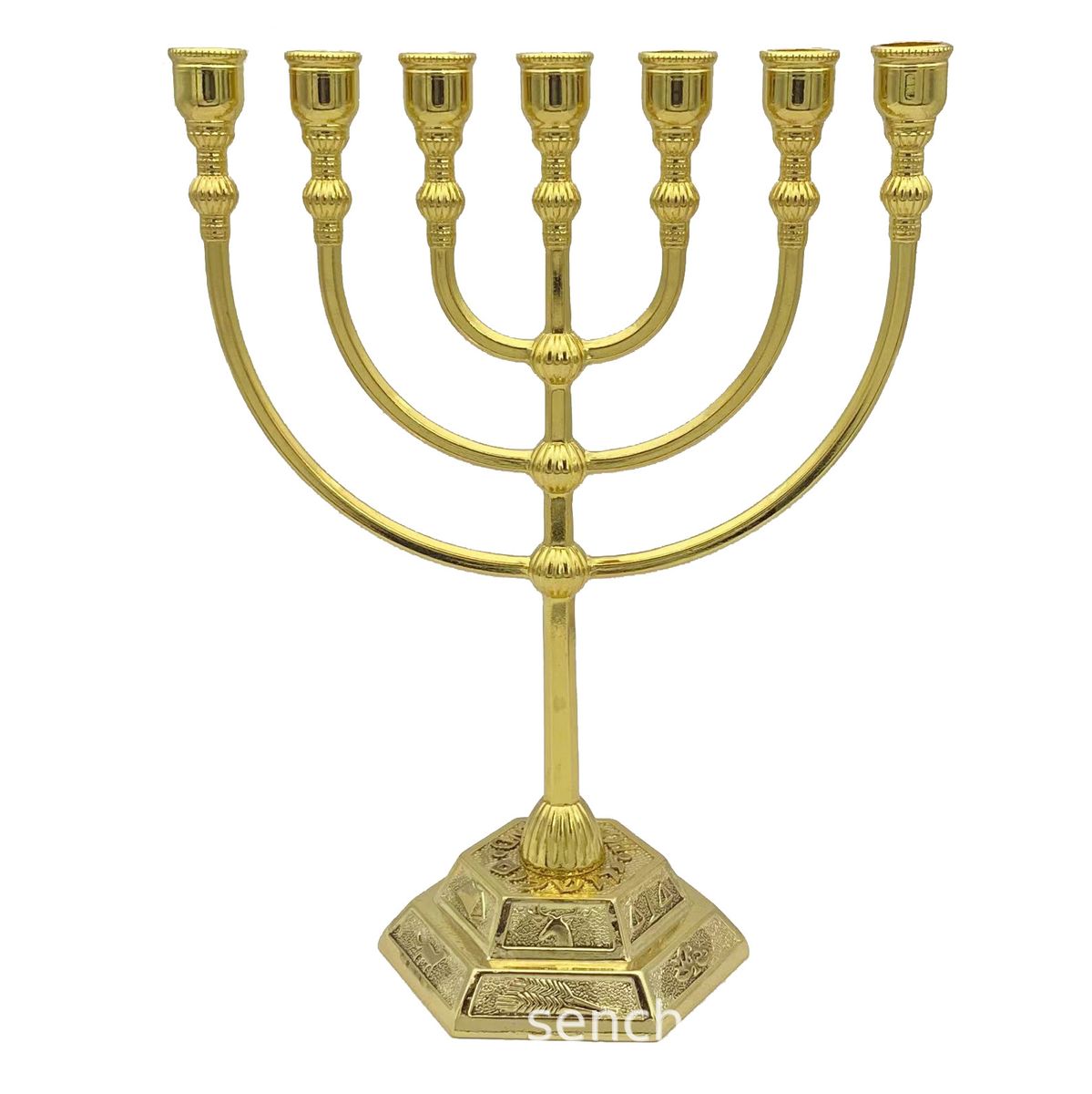 Good Quality Judaica Art Golden Lampstands  Menorah With 7