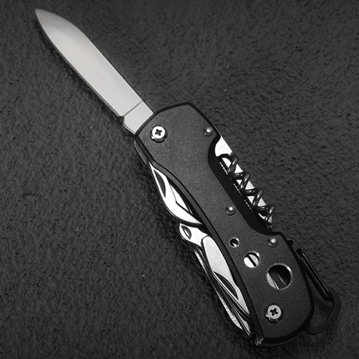 Pocket Multitool  Durable Portable  For Survival Black