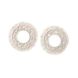 2pcs Round Cotton Rope Tapestry Ivory Handmade Exquisite Bohemian Macrame For Home Wall Corridor Decoration