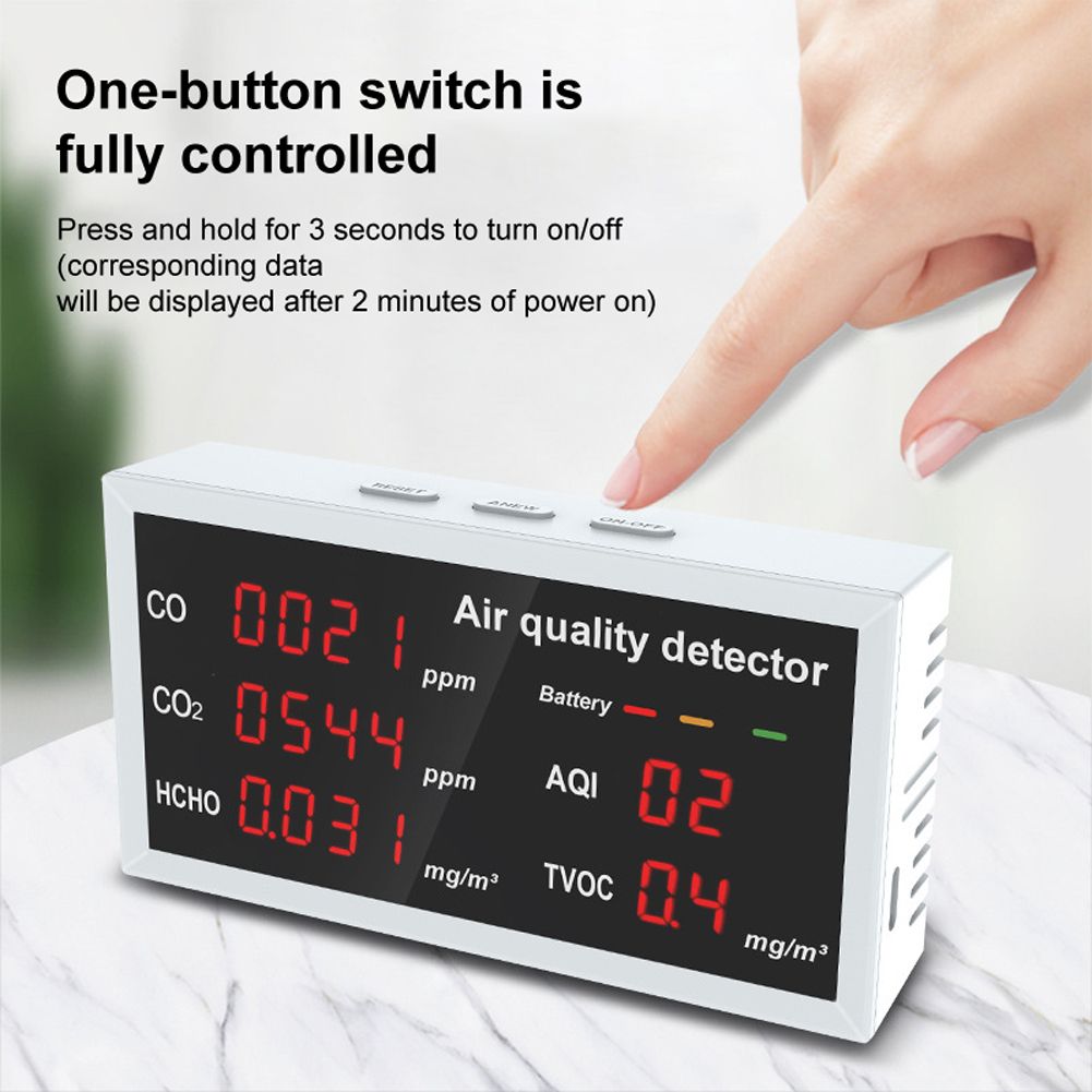5 In 1 Multifunctional Detector LED Display CO CO2 HCHO TVOC