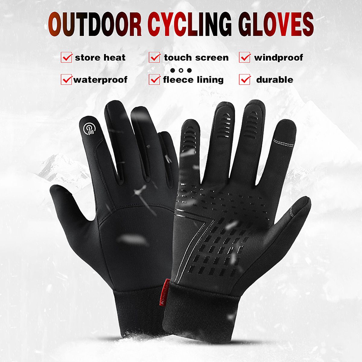 Winter Men Women Cycling Gloves Waterproof Windproof Fleece