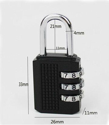 Luggage Coded Cupboard Cabinet Locker Padlock
