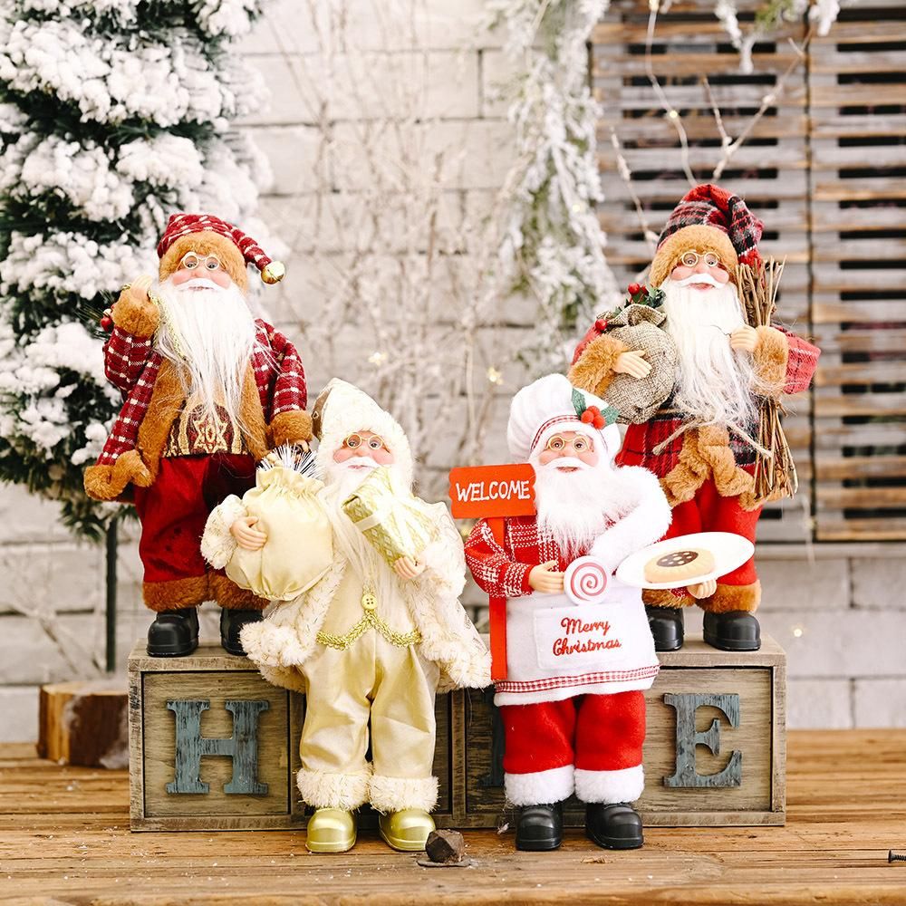 Christmas Celebration Decoration Standing Pose Santa Claus Doll Christmas Backpack Old Man Doll Decoration Standing Santa Claus Doll Chef No Cookies