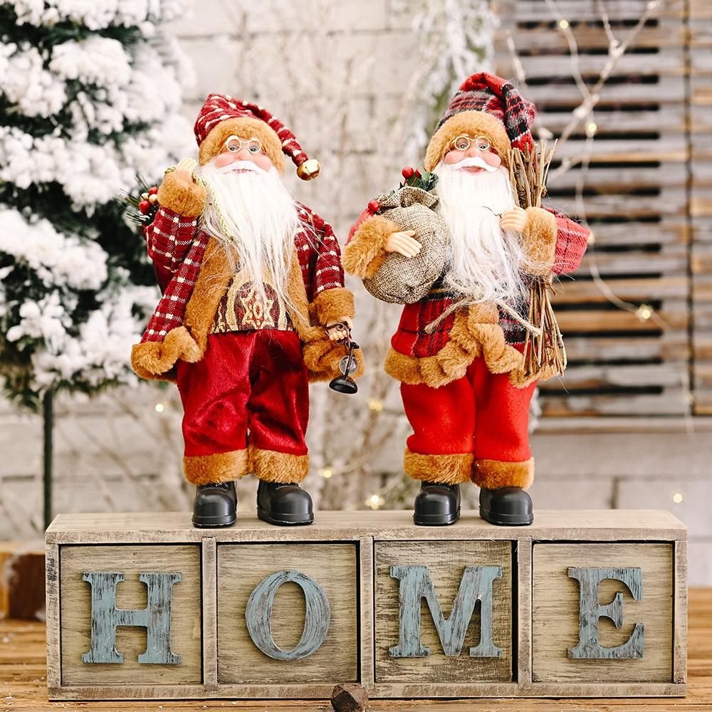 Christmas Celebration Decoration Standing Pose Santa Claus Doll Christmas Backpack Old Man Doll Decoration Standing Santa Claus Doll Chef No Cookies
