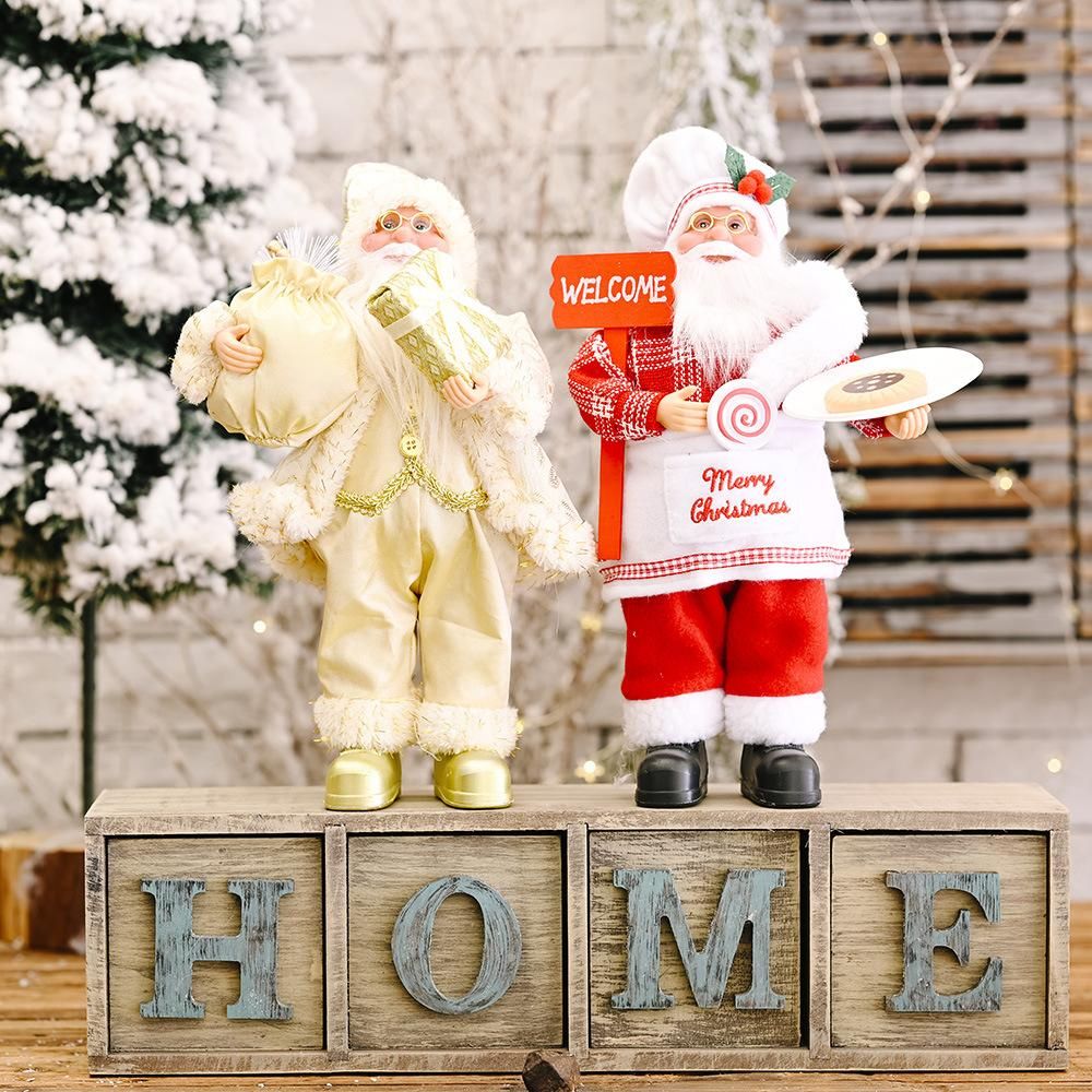 Christmas Celebration Decoration Standing Pose Santa Claus Doll Christmas Backpack Old Man Doll Decoration Standing Santa Claus Doll Chef No Cookies