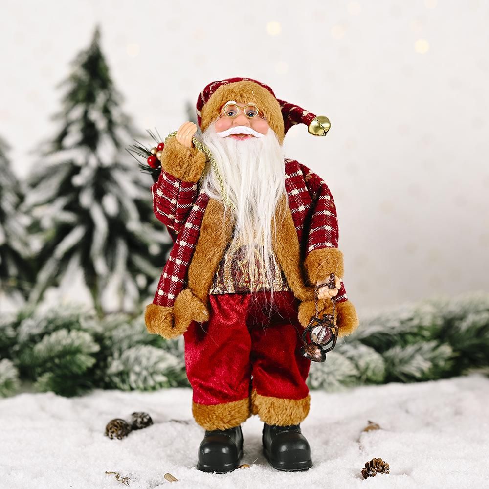 Christmas Celebration Decoration Standing Pose Santa Claus Doll Christmas Backpack Old Man Doll Decoration Standing Santa Claus Doll Chef No Cookies